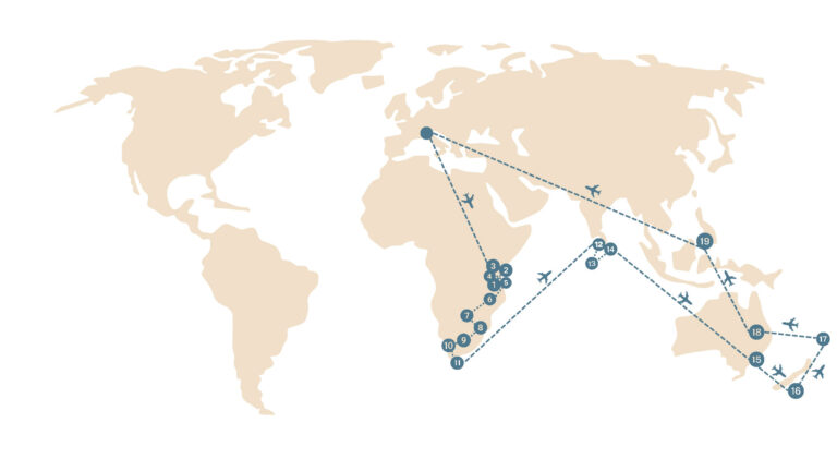 Reiseroute der Weltreise 1.0